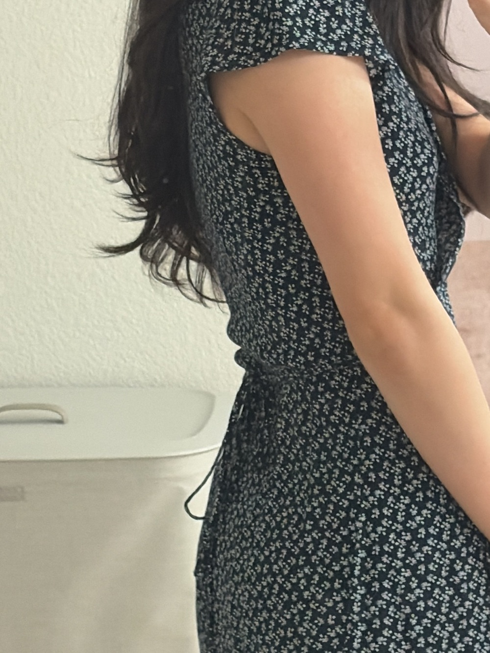 Brandy Melville Discontinued Floral Wrap Mini Dress – Navy/White 🌼